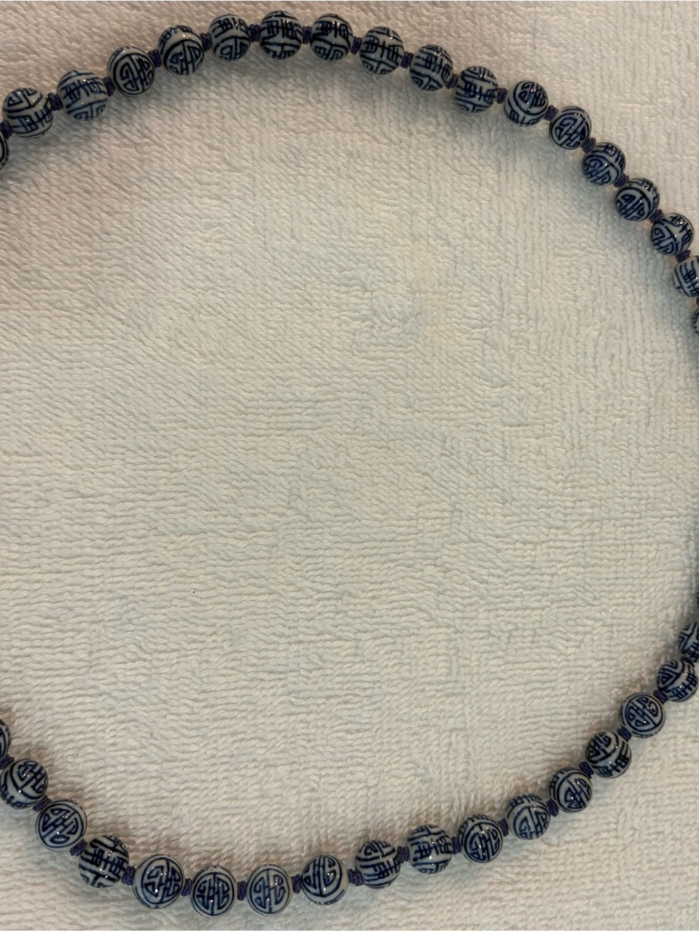 Blue and White Porcelain-Style Bead Necklace for Women